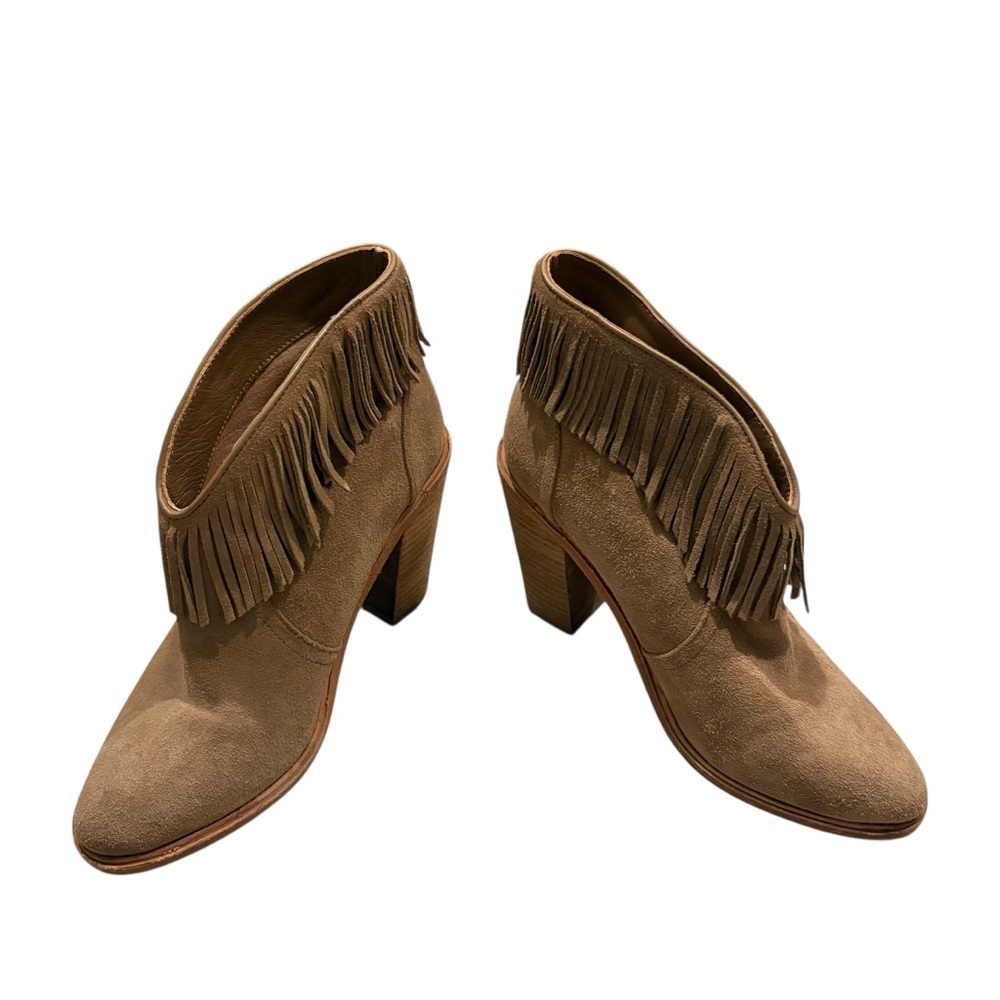 JOlE Loren Fringe Suede Leather Ankle Booties, Sz 37 - Picture 5 of 15